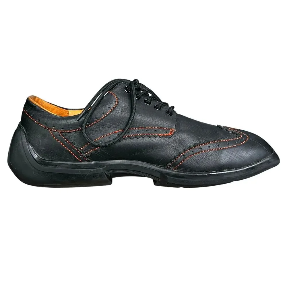John Fluevog Men’s Charles Future Angel Black Brogue Wingtip Shoe Size US 12